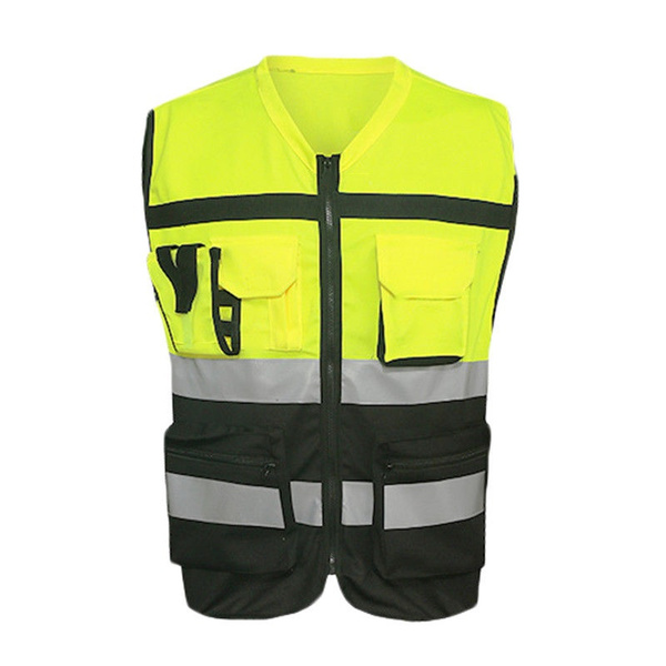 Worker Vest Night Reflective Jacket Security Waistcoat Hi-Vis Workers Clothes