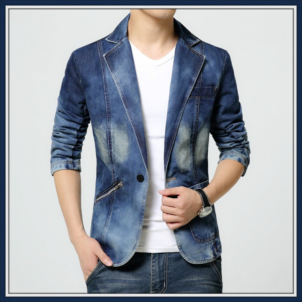 Mens denim blazer jacket new arrivals