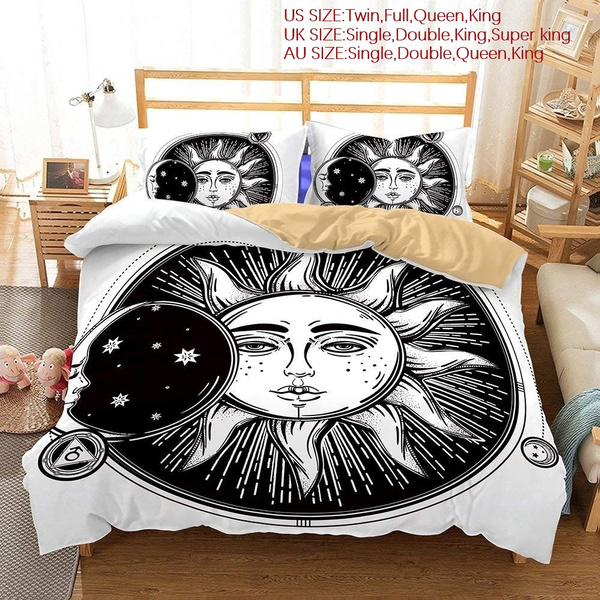 Lightweight Boho Sun Moon And Stars 3d, Moon Duvet Cover Single Bed