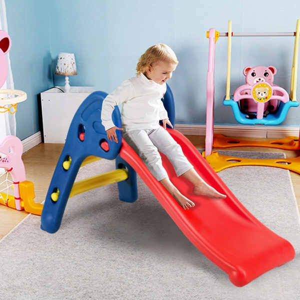 Children Folding Slide Plastic Fun Toy Up-down For Kids Indoor Outdoor Active 
