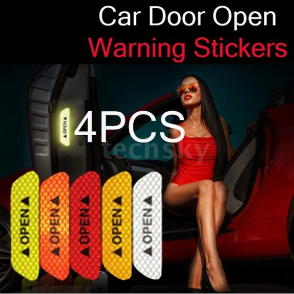4X Car Safety reflective tape Sticker Door Open Warning Stickers Reflector 
