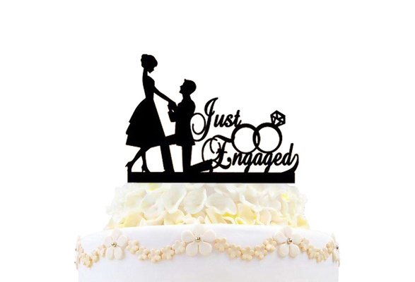 just engaged cake topper by