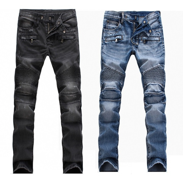 mens black biker jeans slim fit