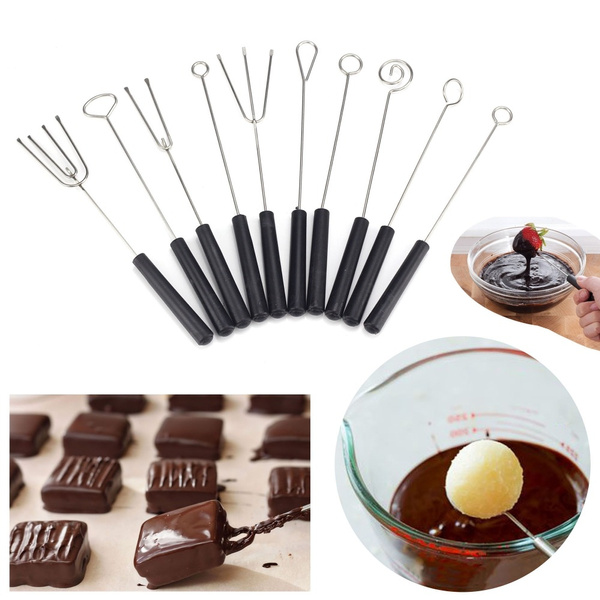 DERCLIVE DIY Stainless Steel Baking Supplies Chocolate Dip Fork Set Ten Piece Set