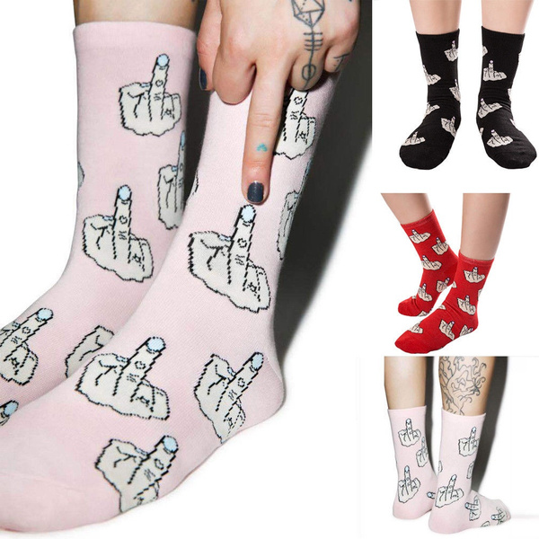 Mens Womens Fuck-Off Print Funny Casual Sports Skateboard Socks Stockings Unisex