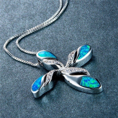 Blues, Chain Necklace, Flowers, 925 sterling silver