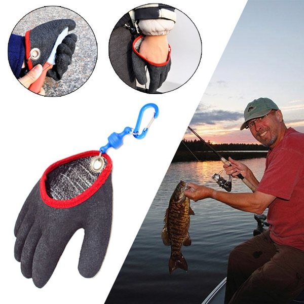 Fishing Gloves Portable Black PE Catch Fish Gloves Outdoors Fish