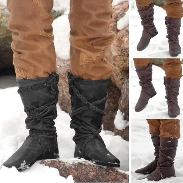 Men Medieval High Leather Boots with 