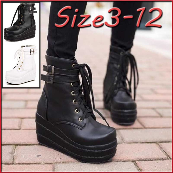 Autumn Winter Fashion Womens Gothnic Punk Lace Up Ankle Boots