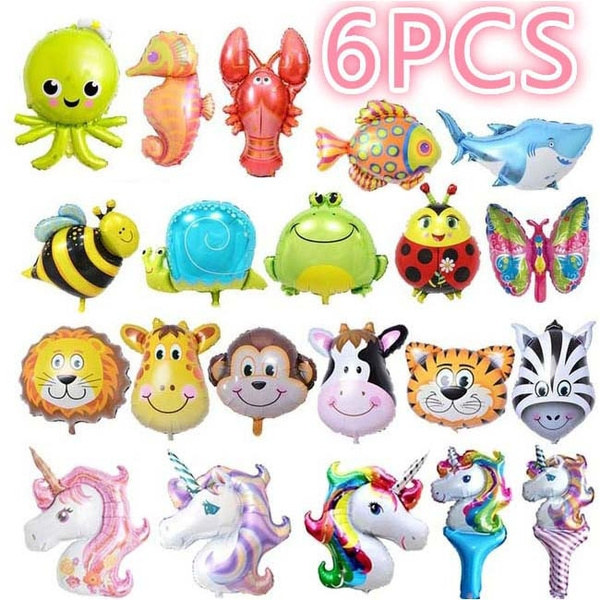 6pcs Mini Animal Foil Balloons Kids Ocean Fish Ballon Inflatable Toys ...