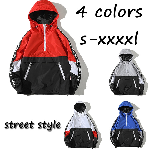 Fashion Men Women Patchwork Color Block Pullover Hooded Jackets Autumn Zipper Tracksuit Casual Jacket Coats Hip Hop Male Female Streetwear Hoodies Wish