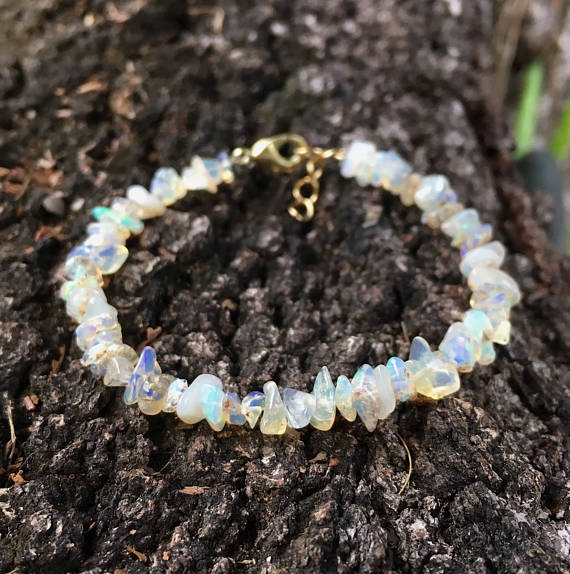 Natural Opal Bracelet 50 Pieces 4x6mm Gemstone 925 Sterling Silver for  Women Anniversary Gift - AliExpress
