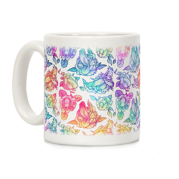 Personalized Floral Edge to Edge Rainbow Sunflower Ceramic Coffee Mugs 11oz Unifury