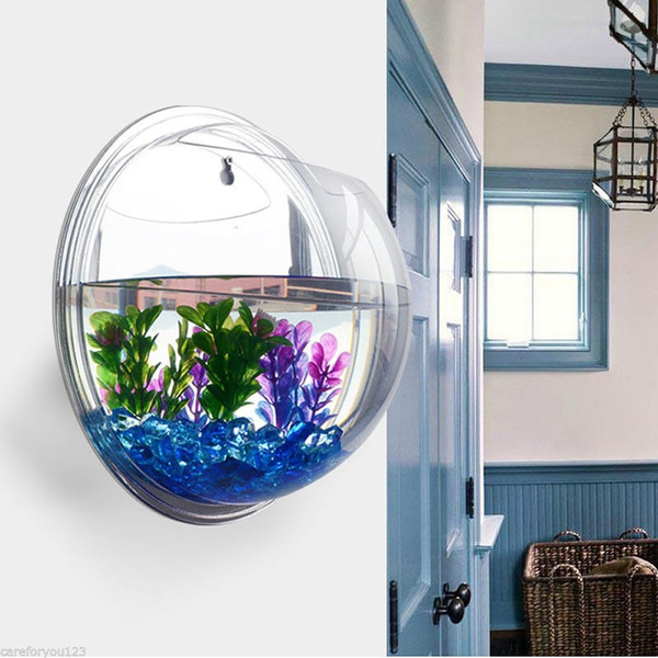 (Large)Round Fish Bowl Transparent Plastic Bubble Fish Bowl Goldfish Bowl