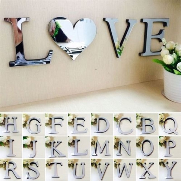 Letters Wall Sticker Decal For Diy Art, Mirror Letters Wall Art