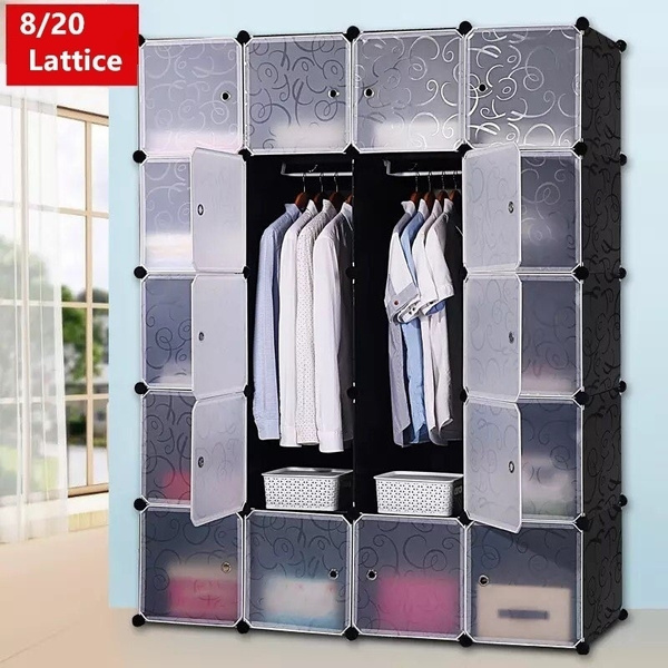 12/20 Lattice DIY Assembled Simple Wardrobe Hanging Clothes Storage