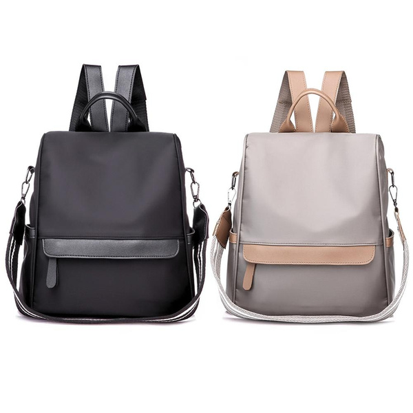 Korean Style Anti-Theft Wide Shoulder Strap Nylon Oxford Cloth Backpack for Women 