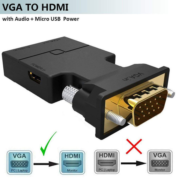 VGA to HDMI Adapter with Audio PC to TV/Monitor with HDMI),FOINNEX VGA (D-Sub,HD 15-pin) to HDMI AV Converter for HDTV, Computer, Projector with Audio Cable and Mini Cable,Portable Size
