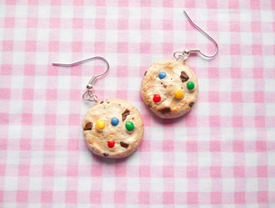 Cookie Earrings, Chocolate Chip Cookie, Rainbow Chip Cookie, Chips Ahoy Earrings, Rainbow Cookie, Food Earrings, Miniature Food, Realistic