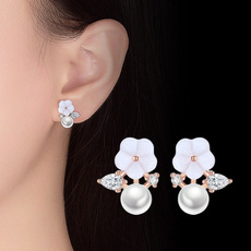 Flowers, Jewelry, Stud Earring, pearls