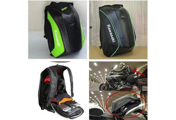 New style - KAWASAKI men's and women's carbon fiber motorcycle riding backpack Kawasaki locomotive shoulder bag hard shell turtle rainproof knight helmet backpack | Wish