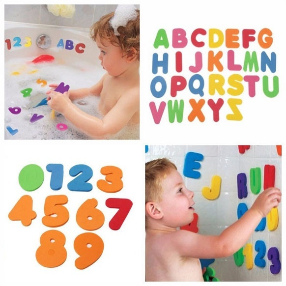 Bath Toys 36pcs Kids Foam Number Letters Bath Toddler tub Early Education DOU 