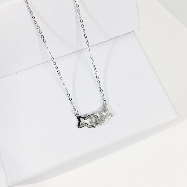 Rembrandt Charms Sterling Silver Pisces Fish Charm on a Sterling Silver Box Chain Necklace 