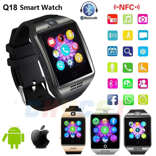 NFC Bluetooth Smart Watch Q18 With Camera facebook Sync SMS MP3 Smartwatch  Support Sim TF For IOS Android | Wish
