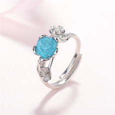 Blues, Flowers, Jewelry, Silver Ring