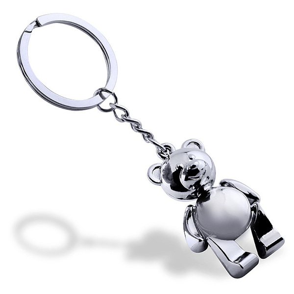 Metal Bear Keychains Lovely Zinc Alloy Animal Teddy Key Chain for Girl Key  Rings Women Handbag Charm Gift