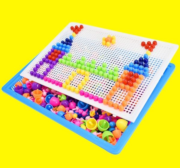 Children Kids Puzzle Peg Board With 296 Pegs Educational Toys Set For Kids Gift 