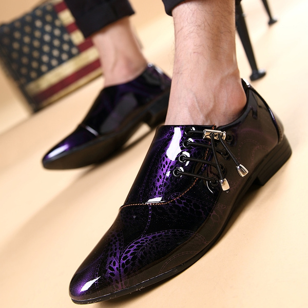 Purple and black hot sale mens dress shoes