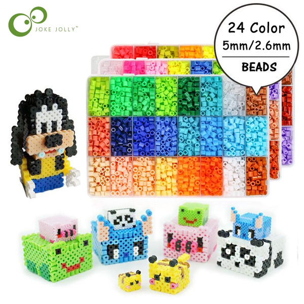 2.6mm/5mm Hama Beads Perler Beads box set 24 colors 24000pcs EVA Fuse beads  Children DIY Educational jigsaw puzzle Toys gift For Kids