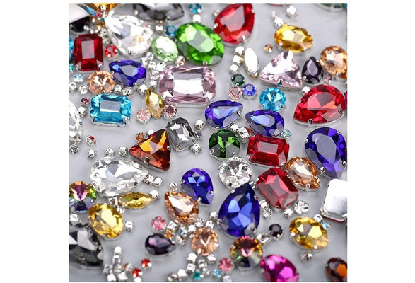 100 Sew on Crystal Rhinestones With Claw,mini Crystal Gems Sewing,claw Rhinestones  for Clothing,diy,craft,light Blue Sewing Gems,4mm 