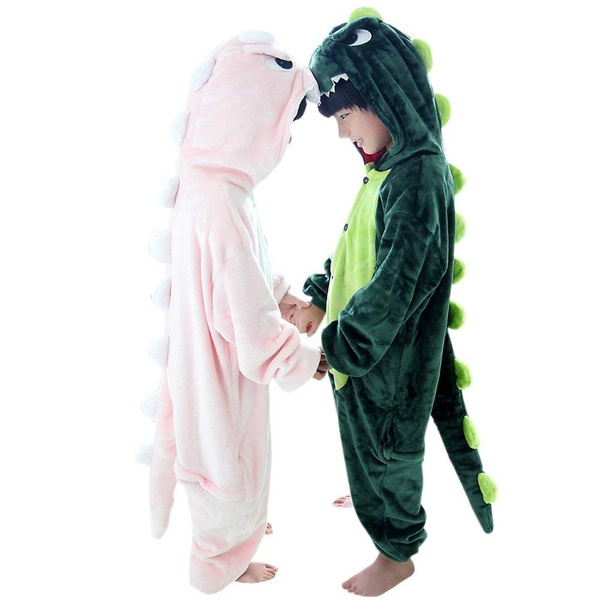 Boys Girls Kids Crocodile Dinosaur Animal Onesie Pyjamas Sleepsuit Dress Up 3D Hooded Animal Pattern Unisex
