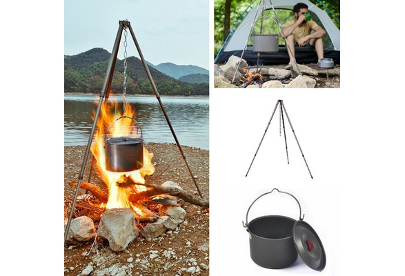 New Camping Cooking Tripod Outdoor Campfire Cookware Picnic Pot Holder ToolRSK1