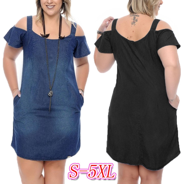 off the shoulder denim dress plus size