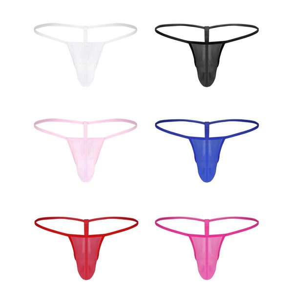 Men's Lingerie See Through Mesh Bulge Pouch Bikini G-string Thong ...