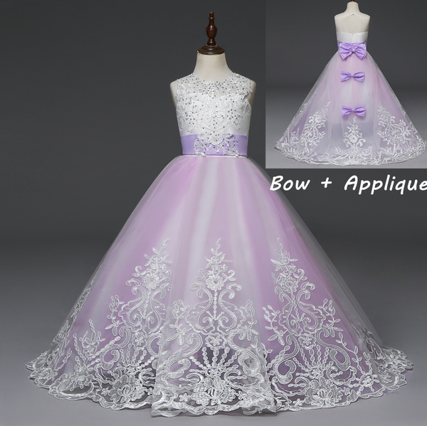 Umfun Fancy Flower Girl Dress Holy Communion Dresses for Wedding Pageant  Special Occasion Long Skirt Birthday Party Dress Pageant Gown Purple 9-10  Years - Walmart.com