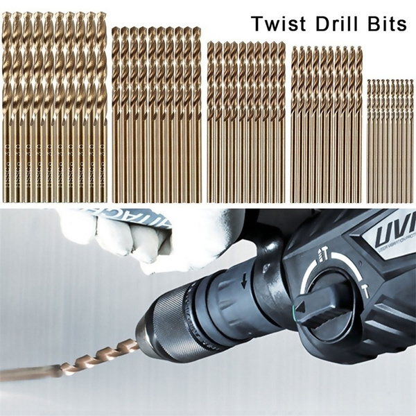 Migiwata Metric M35 Cobalt Steel Extremely Heat Resistant Twist Drill Bits with Straight Shank Set of 50pcs in 5 Sizes 1, 1.5, 2, 2.5, 3mm to Cut Through Stainless Steel Cast Iron and Hard Metals 
