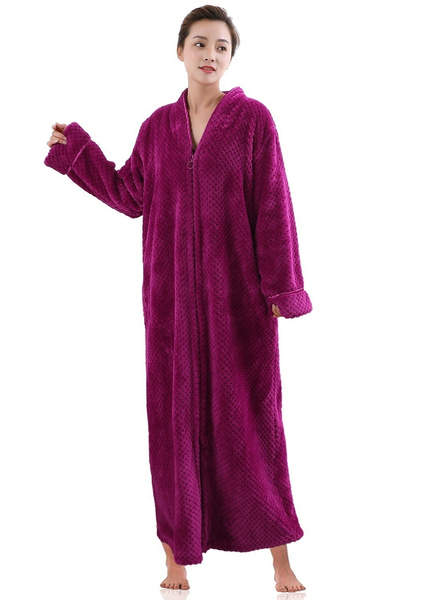 Women's Zip Up Fleece Robe, Soft Warm Plush Oversized Zipper Bathrobe –  Alexander Del Rossa