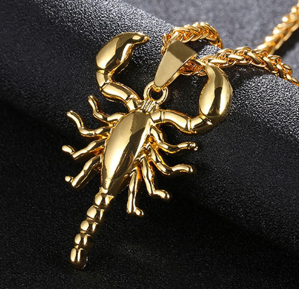 Scorpion Necklace Pendant Hip Hop Jewelry Gift Mens Womens 22 Inch Chain,  Gold/Black/Silver | Wish