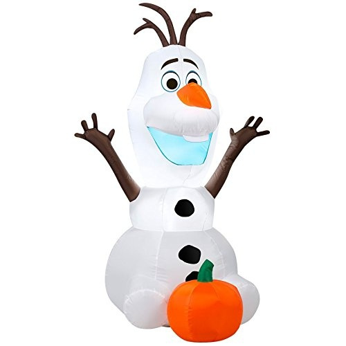 Gemmy Airblown Inflatable Disney S Olaf With Pumpkin Thanksgiving Halloween Yard Decoration Props 3 5 Foot Tall Wish