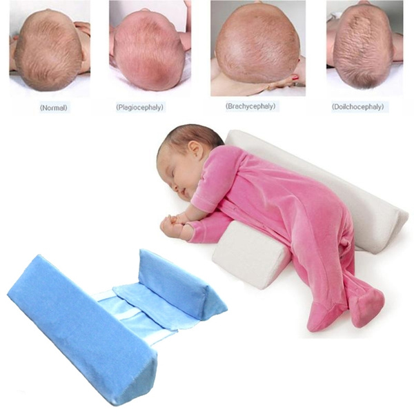 Newborn Body Pillow Baby Infant Sleep Positioner Prevent Flat Head Shape Anti Roll Pillow Blue White Wish