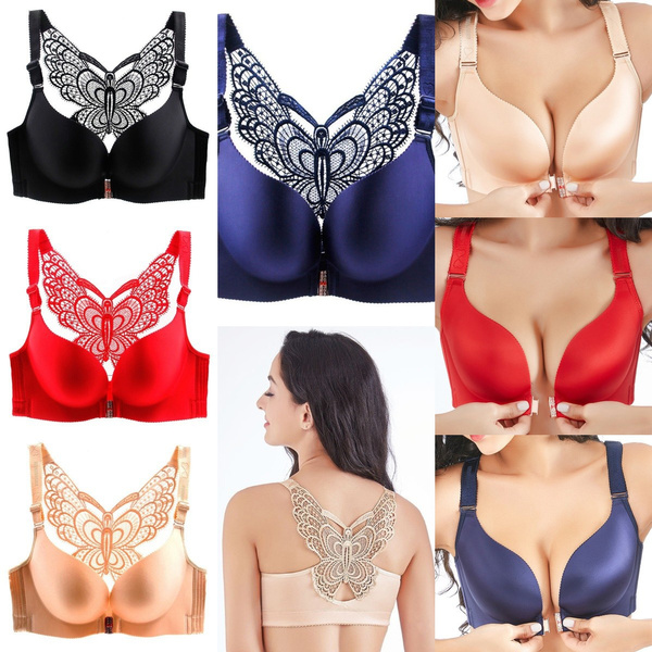 Seamless front closure bra butterfly adjustable push up bra plus