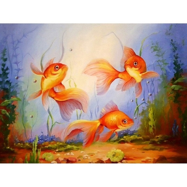 5D DIY Diamond Painting Animals Full Drill Resin Goldfish Mosaic