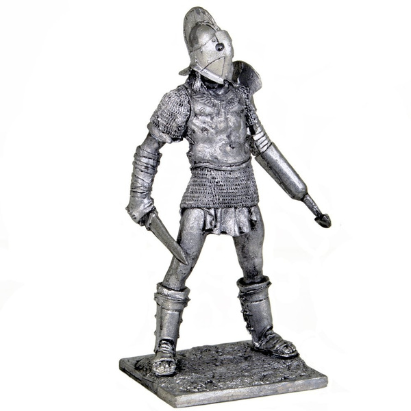 Rome 1 BC 75mm Tin toy soldier 1/23 metal sculpture Gladiator Retiarius w/net 