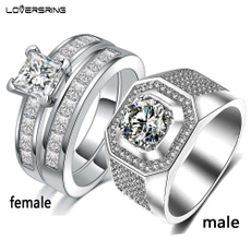 Couple Rings, White Gold, zirconring, 925 silver rings