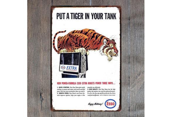 Esso Put a Tiger in Your Tank Vintage Rustic Retro Tin Metal Sign 