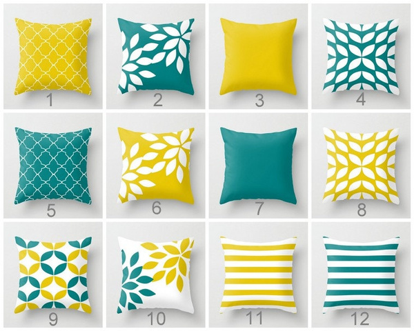 Teal yellow hotsell throw pillows